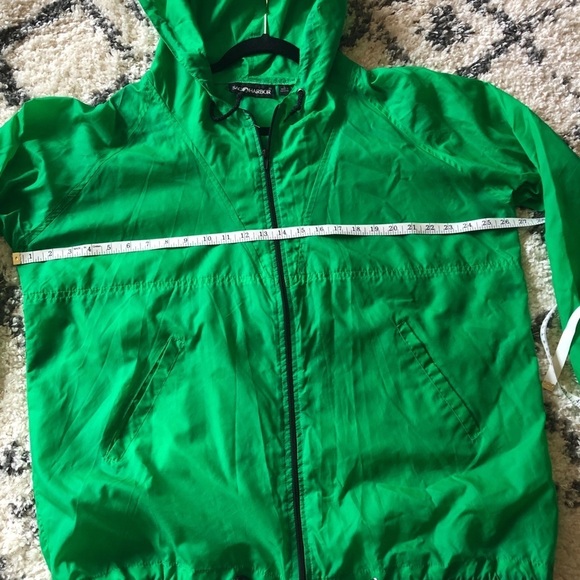 Sag Harbor Men’s Green Windbreaker Raincoat Zip Up Hooded Jacket Size Large. - Picture 7 of 11